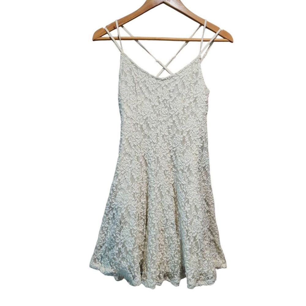 Vintage American Eagle Dress Women's Small Ivory Lace Skater Y2K 2010 Coquette